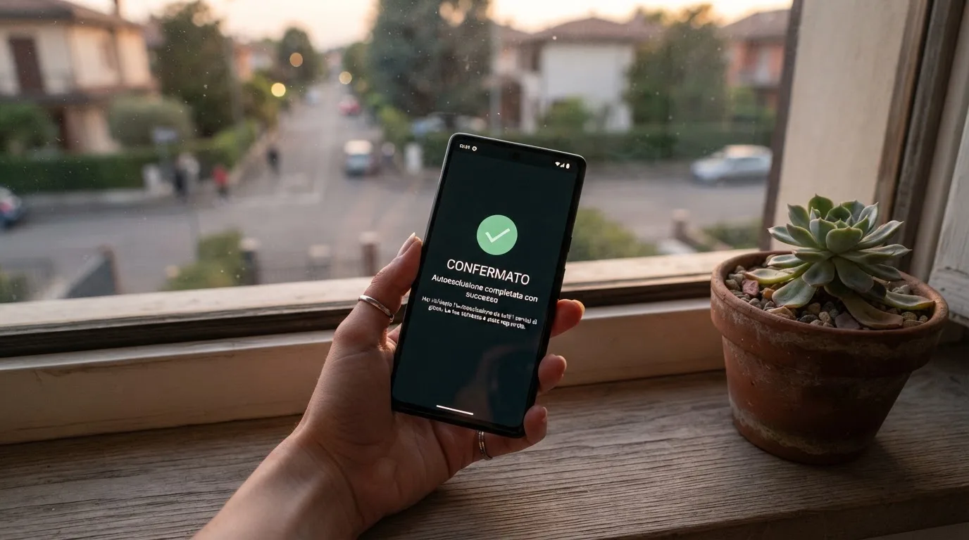 Mano che tiene uno smartphone accanto a una finestra, luce serale tranquilla — casino online con algoritmo unbiased